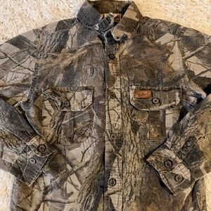 Woolrich Cotton Long Sleeve Outdoors Shirt Realtree Hardwood Camo Youth Medium